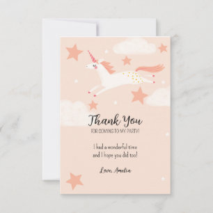 Unicorn and Stars Flat Thank You Card
