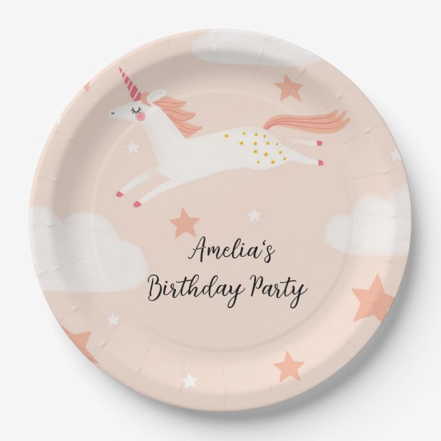 Unicorn and Stars Paper Plate (Front)