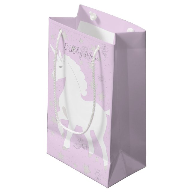 Unicorn and Stars Small Gift Bag (Front Angled)