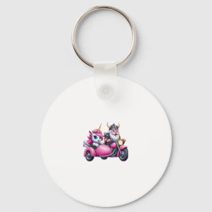 Unicorn And Viking Riding A Motorcycle Men Women K Key Ring