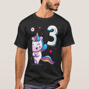 Unicorn Animal  3th Birthday Girl B Day 3 Years Ol T-Shirt