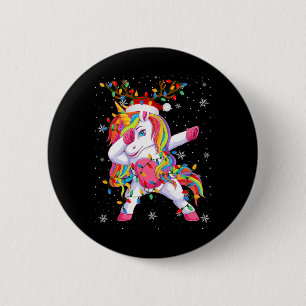 Unicorn Animal Santa Hat Ugly Christmas Tree Light 6 Cm Round Badge