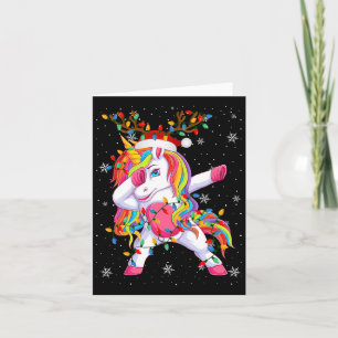 Unicorn Animal Santa Hat Ugly Christmas Tree Light Card