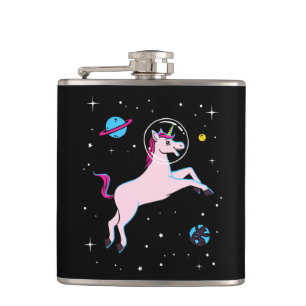 Unicorn Animals In Space Hip Flask