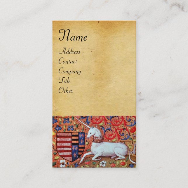 UNICORN / Antique Brown Parchment Business Card (Front)