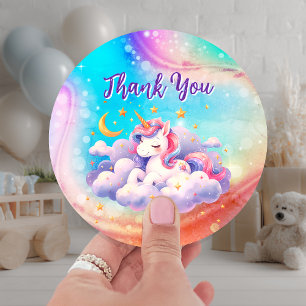 Unicorn aqua purple custom birthday classic round sticker