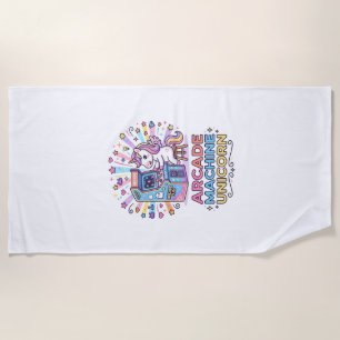 Unicorn Arcade Machine Unicorn Print Ready POD Art Beach Towel