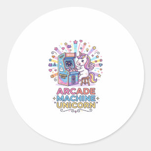 Unicorn Arcade Machine Unicorn Print Ready POD Art Classic Round Sticker