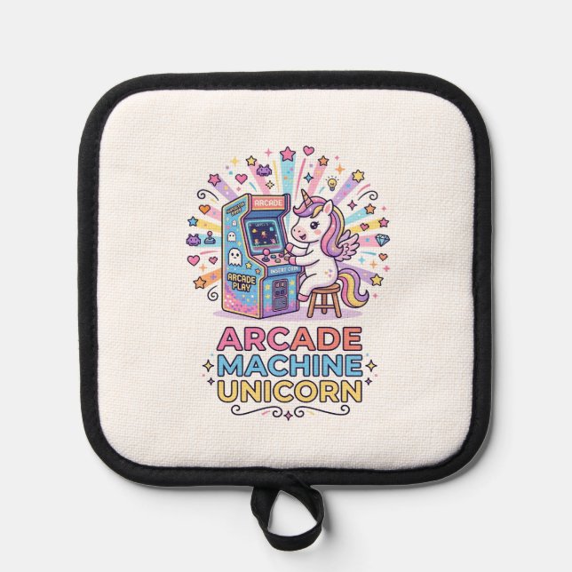 Unicorn Arcade Machine Unicorn Print Ready POD Art Pot Holder (Front)
