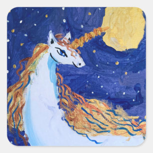 Unicorn "Art by Kids" Square Sticker