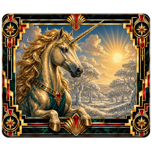 Unicorn, Art Deco Mythical Mouse Mat