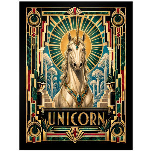 Unicorn, Art Deco Mythical Postcard