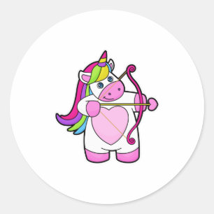 Unicorn as Archer with Bow and Arrow Classic Round Sticker