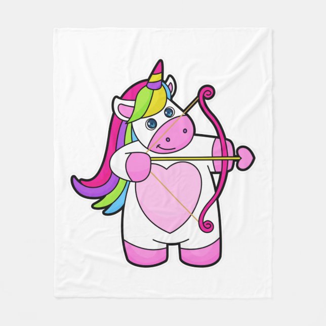 Unicorn as Archer with Bow and Arrow Fleece Blanket (Front)