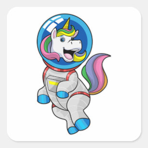 Unicorn as Astronaut in Space Square Sticker