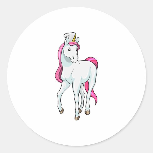 Unicorn as Cook with Chef hat Classic Round Sticker (Front)