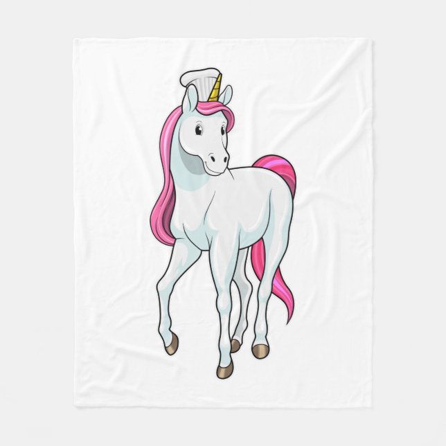 Unicorn as Cook with Chef hat Fleece Blanket (Front)