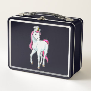Unicorn as Cook with Chef hat Metal Lunch Box