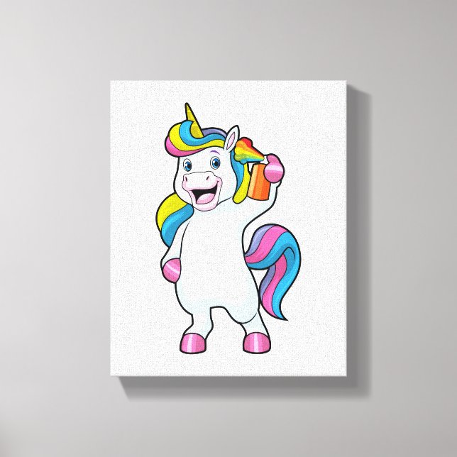Unicorn as Hairdresser with Hairspray Canvas Print (Front)