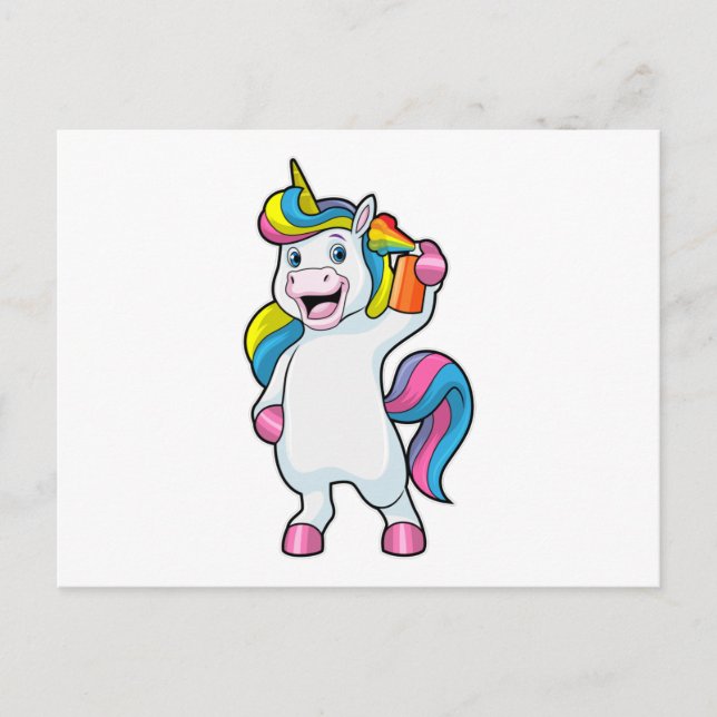 Unicorn as Hairdresser with Hairspray Postcard (Front)