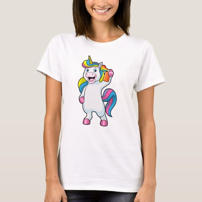 Unicorn as Hairdresser with Hairspray T-Shirt (Front)