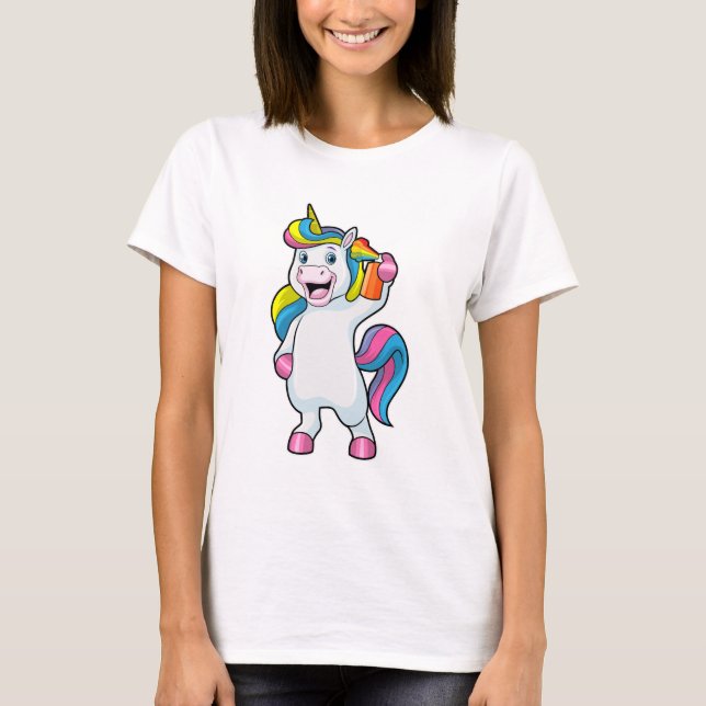 Unicorn as Hairdresser with Hairspray T-Shirt (Front)