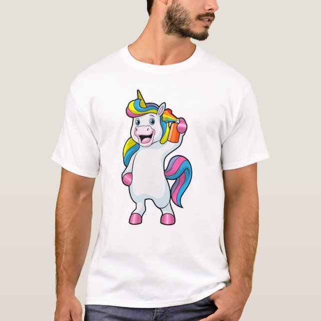 Unicorn as Hairdresser with Hairspray T-Shirt (Front)