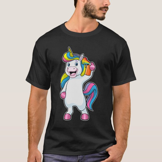 Unicorn as Hairdresser with Hairspray T-Shirt (Front)