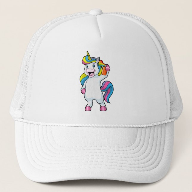 Unicorn as Hairdresser with Hairspray Trucker Hat (Front)