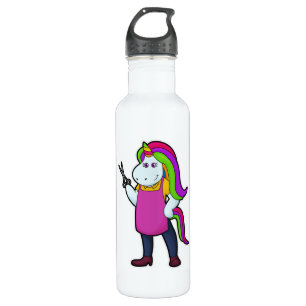 Unicorn as Hairdresser with Scissors 710 Ml Water Bottle