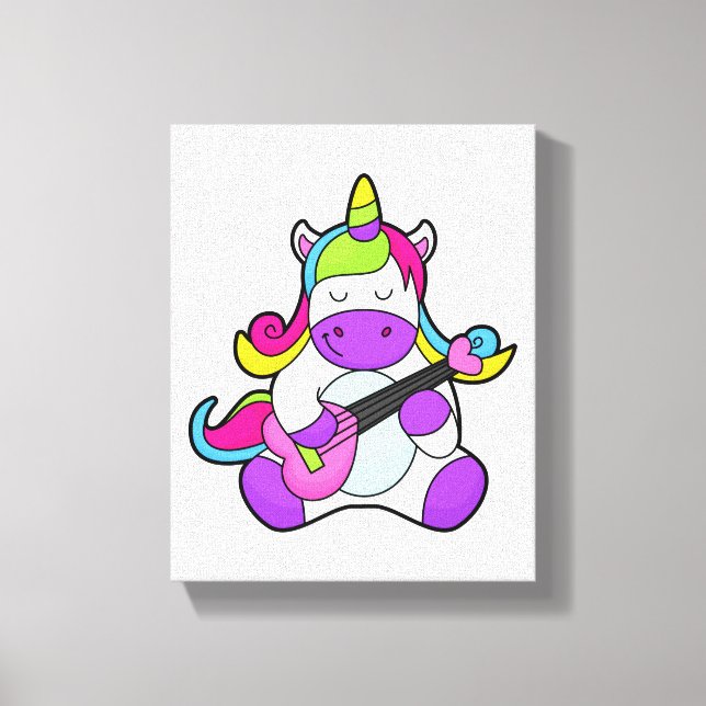 Unicorn as Musician with Guitar Canvas Print (Front)
