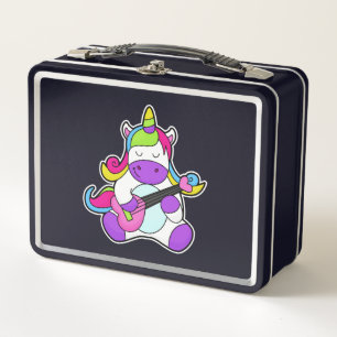 Unicorn as Musician with Guitar Metal Lunch Box