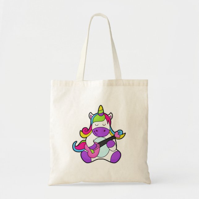 Unicorn as Musician with Guitar Tote Bag (Front)