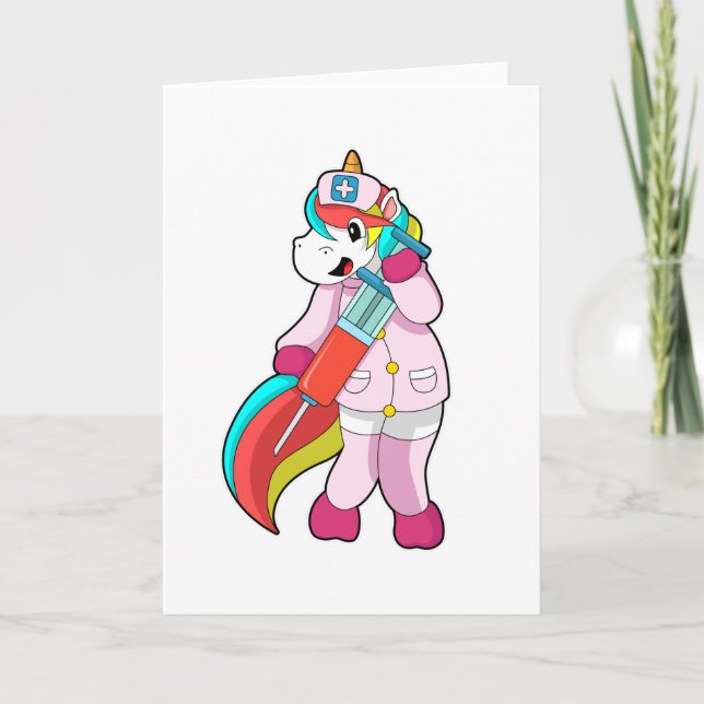 Unicorn as Nurse at Vaccination & Syringe Card (Front)