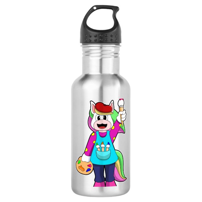 Unicorn as Painter 710 Ml Water Bottle (Front)