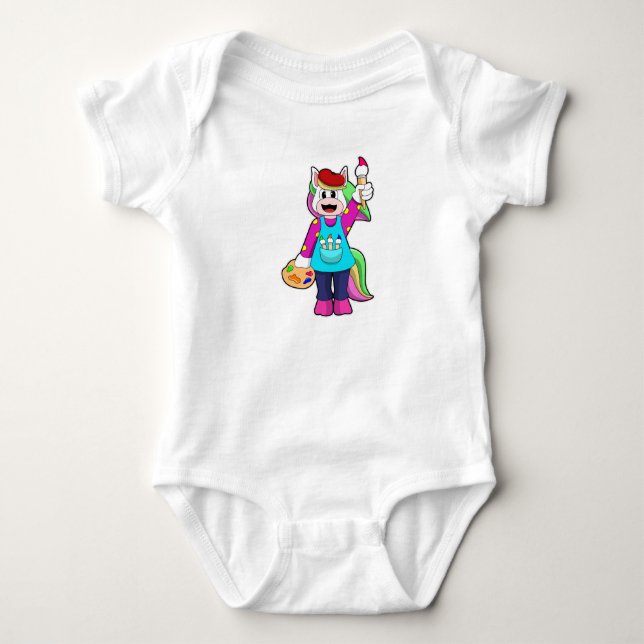 Unicorn as Painter Baby Bodysuit (Front)