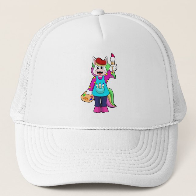 Unicorn as Painter Trucker Hat (Front)