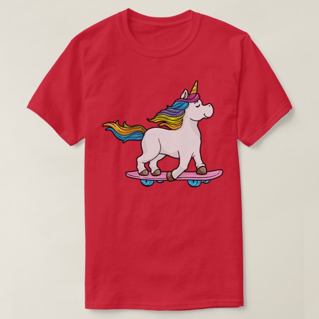Unicorn as Skater with Skateboard 2 T-Shirt (Design Front)