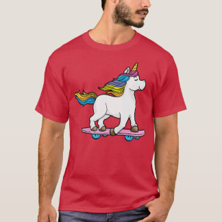 Unicorn as Skater with Skateboard 2 T-Shirt