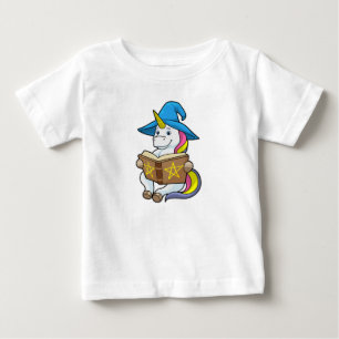 Unicorn as Wizard with Book & Hat Baby T-Shirt