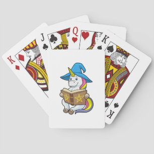 Unicorn as Wizard with Book & Hat Playing Cards