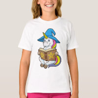 Unicorn as Wizard with Book & Hat