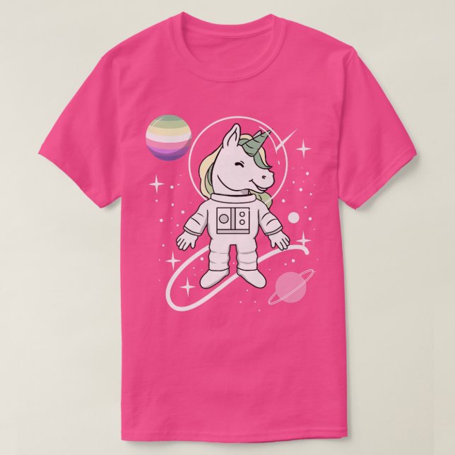 Unicorn Astronaut Genderfae Pride  T-Shirt (Design Front)