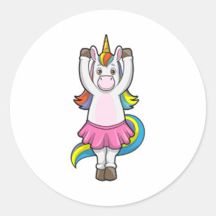 Unicorn at Ballet Dance with Skirt Classic Round Sticker