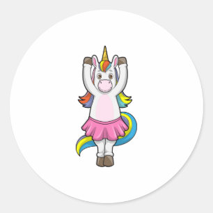 Unicorn at Ballet Dance with Skirt Classic Round Sticker
