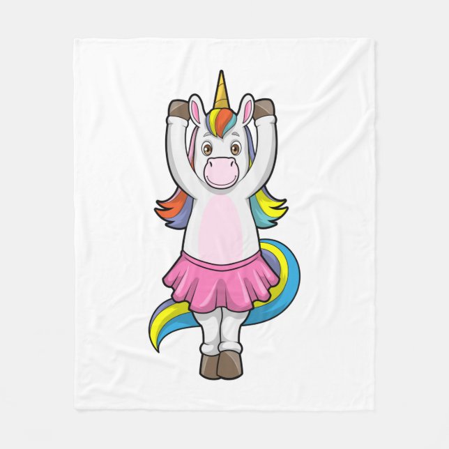 Unicorn at Ballet Dance with Skirt Fleece Blanket (Front)