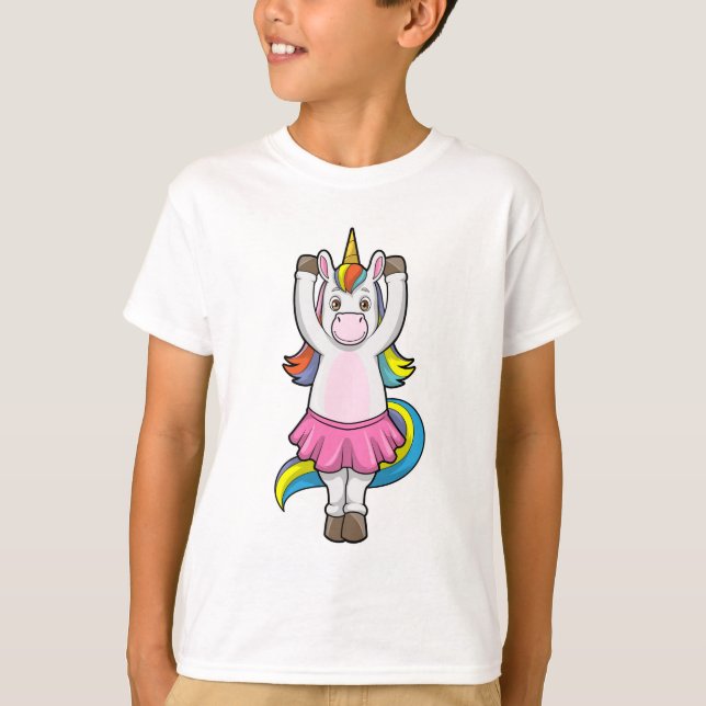 Unicorn at Ballet Dance with Skirt T-Shirt (Front)