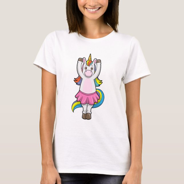 Unicorn at Ballet Dance with Skirt T-Shirt (Front)