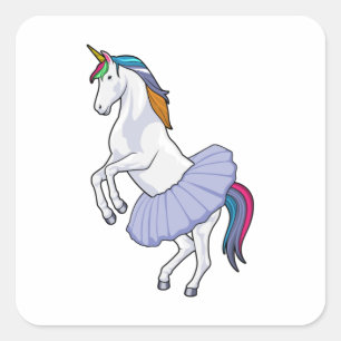 Unicorn at Ballet with Skirt Square Sticker