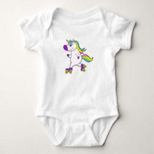 Unicorn at Inline skating with Roller skates Baby Bodysuit